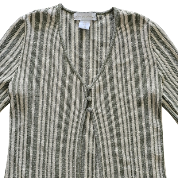 House of Harlow 1960 Revolve Y2K Metallic Green Striped Cardigan Fairy Small - Picture 4 of 10
